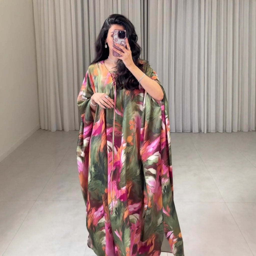 2026 Spring and Summer New Printed Kaftan Robe Evening Dress