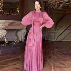 Women's Fashionable Dress with Waist-Cinching Design and Long Sleeves