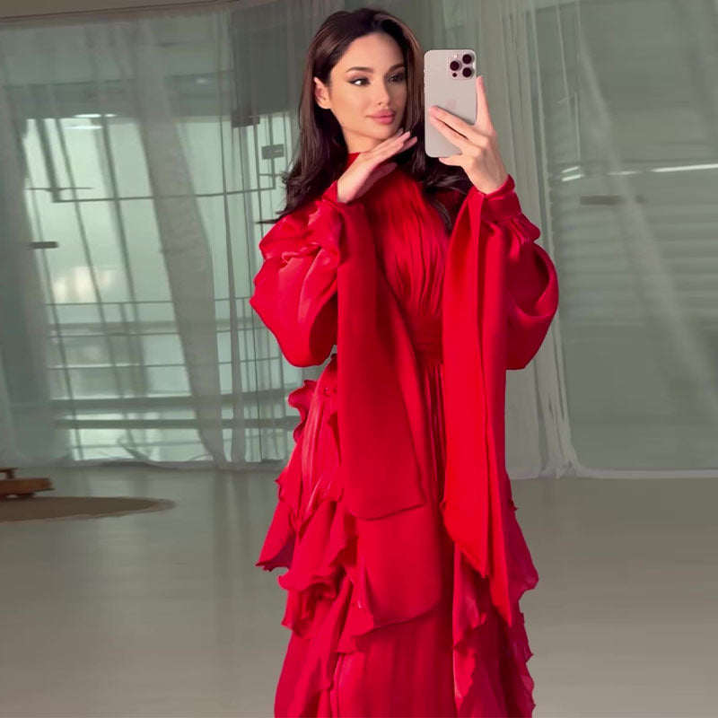 Women's Elegant Fashion Ruffled Slim Dress