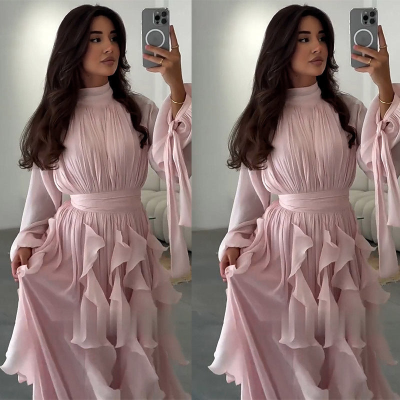 Women's Elegant Fashion Ruffled Slim Dress