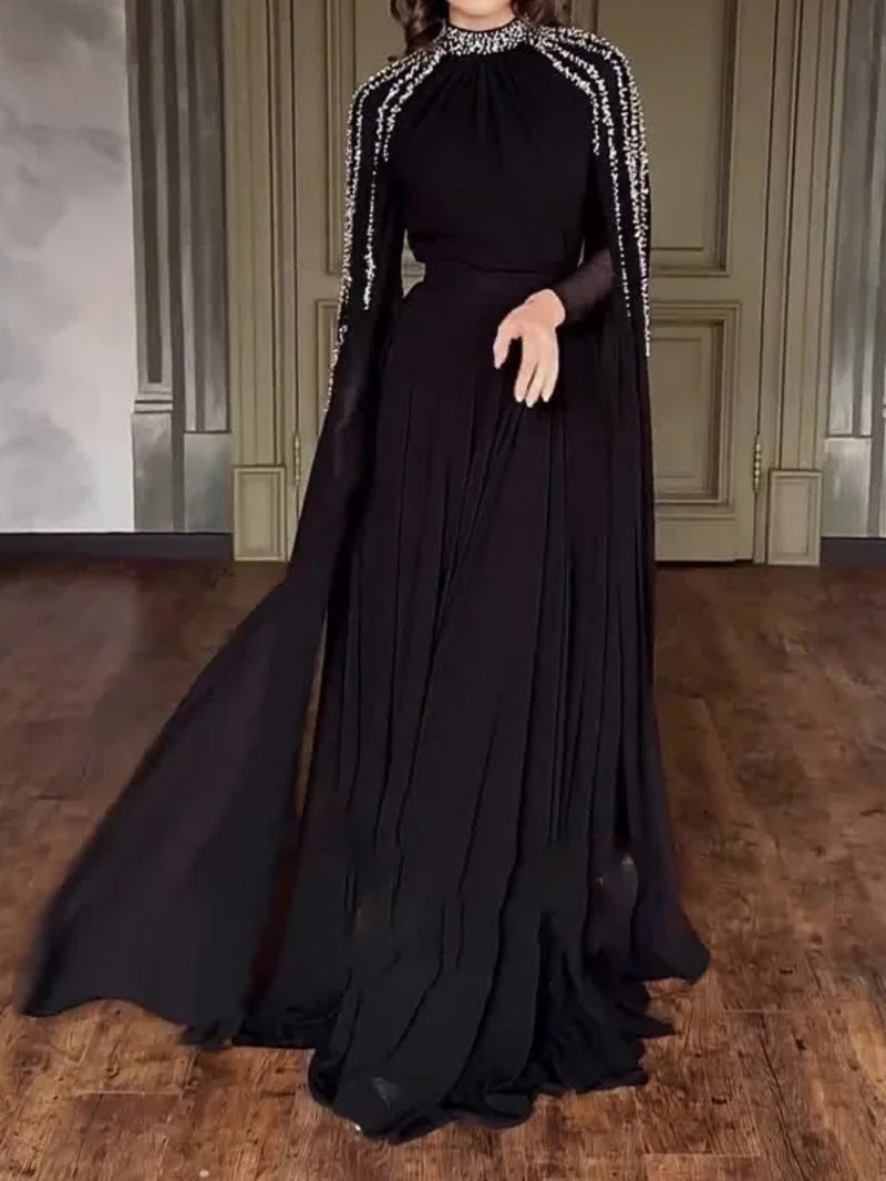 Spring and Summer New Women's Middle Eastern Rhinestone Long Gown Evening Dress