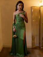 Elegant Off-the-Shoulder Satin Wedding Gown - A-Line Floor-Length Ball Dress