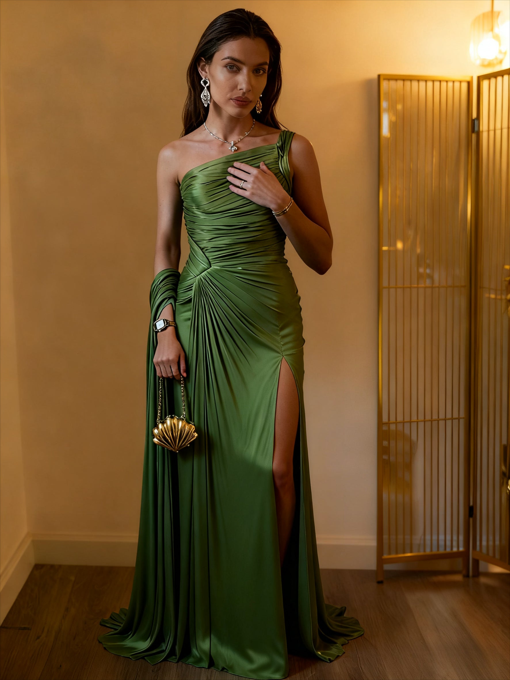 Elegant Off-the-Shoulder Satin Wedding Gown - A-Line Floor-Length Ball Dress
