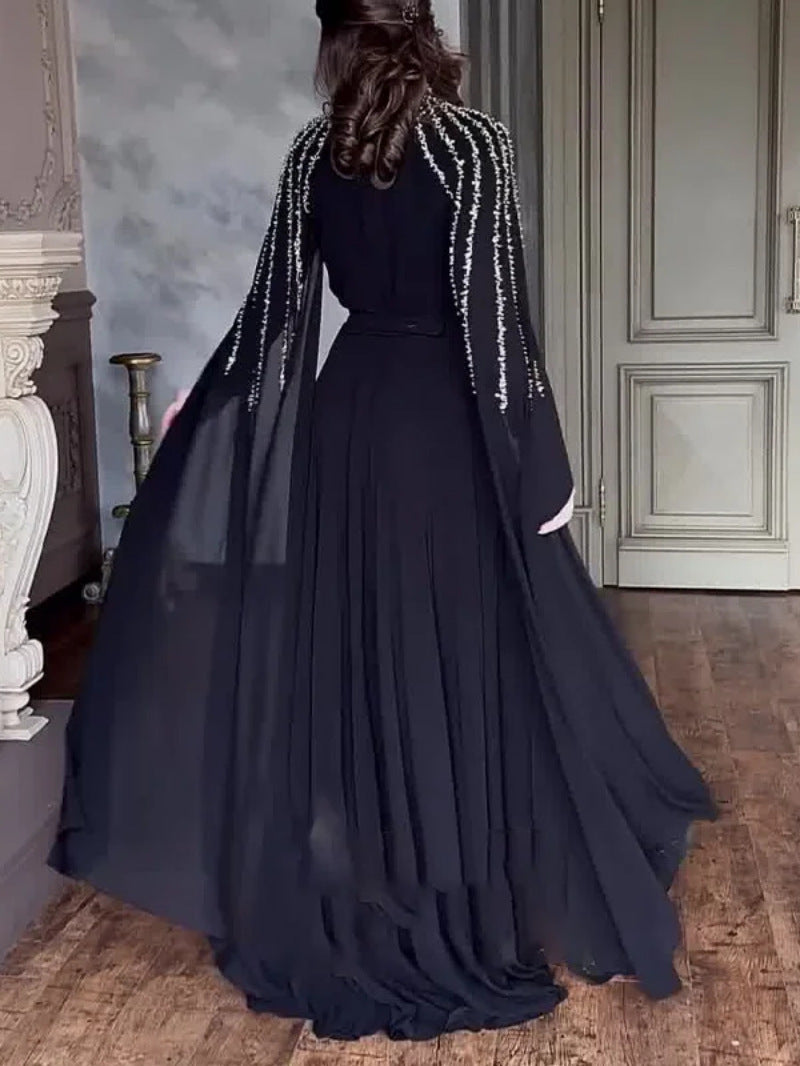 Spring and Summer New Women's Middle Eastern Rhinestone Long Gown Evening Dress