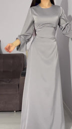 Spring New Waist-Cinching Slimming Tie Solid Color Long Sleeve Long Dress Elegant Women's Dress