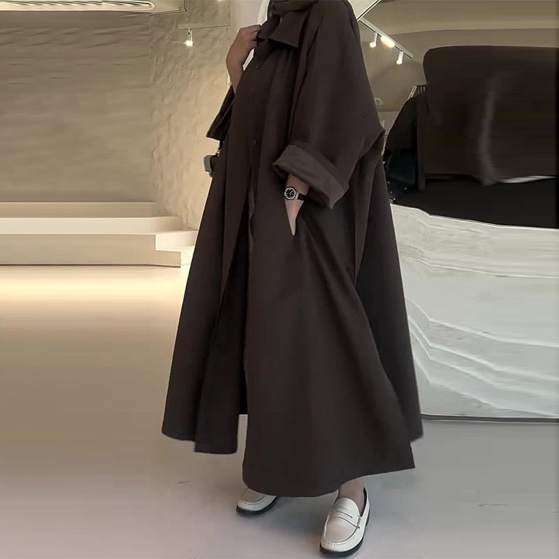 Women's Solid Color Simple Style Loose Versatile Trench Coat