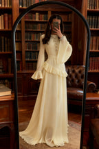 Elegant Solid Color Flared Sleeve Dress