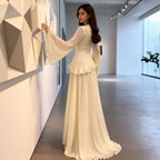 Elegant Solid Color Flared Sleeve Dress