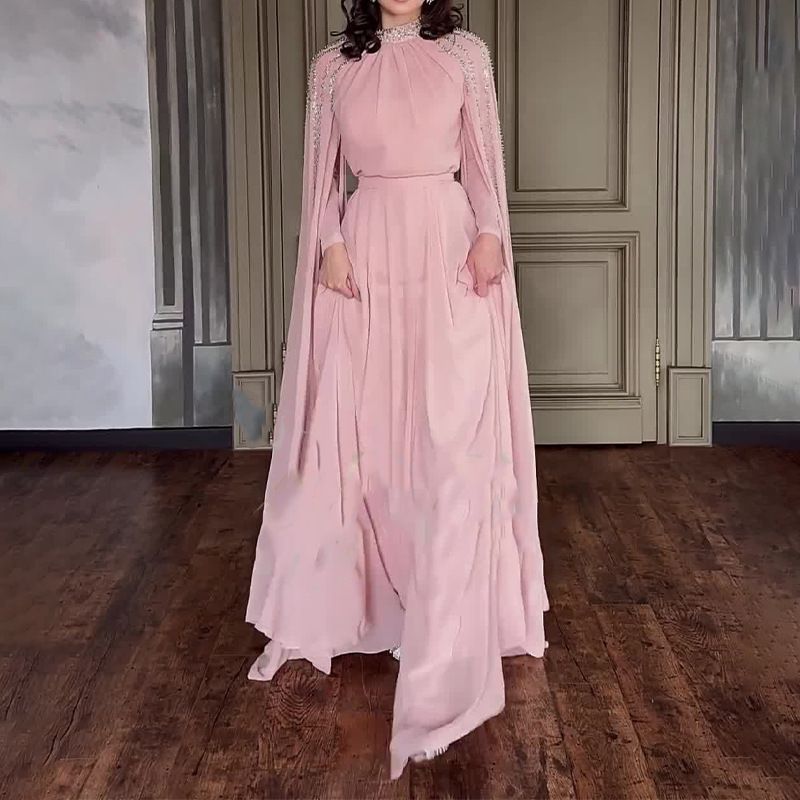 Spring and Summer New Women's Middle Eastern Rhinestone Long Gown Evening Dress