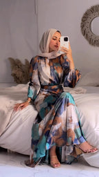 Autumn New Pleated Waist Slimming Exotic Style Long Sleeve Mid-Length Dress for Women