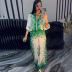 Fashion 3D Printed Floral Baseball Jacket and Drawstring Pants Two-Piece Set