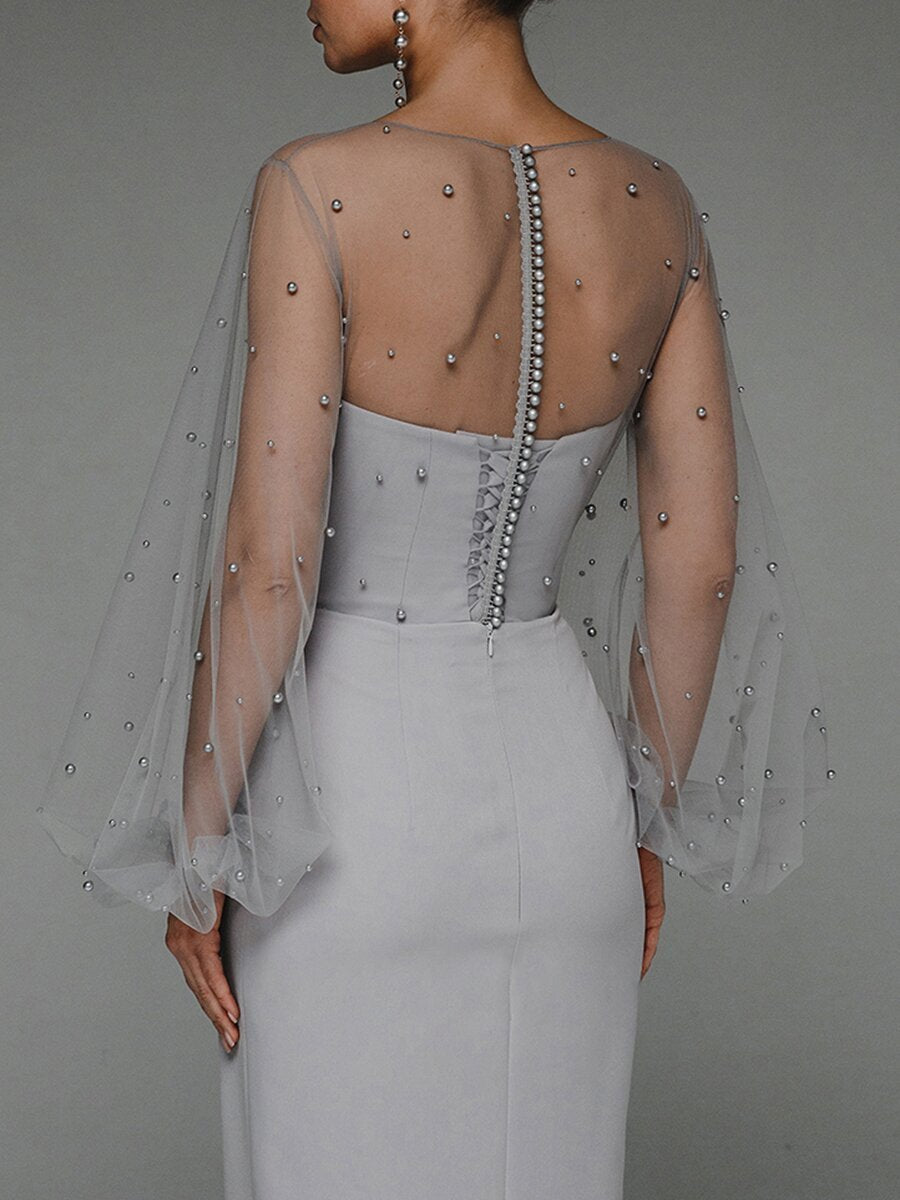 Spring and Summer Women's Fashion Wish Sexy Strapless Pearl Bodycon Dress New Style