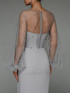 Spring and Summer Women's Fashion Wish Sexy Strapless Pearl Bodycon Dress New Style