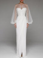 Spring and Summer Women's Fashion Wish Sexy Strapless Pearl Bodycon Dress New Style