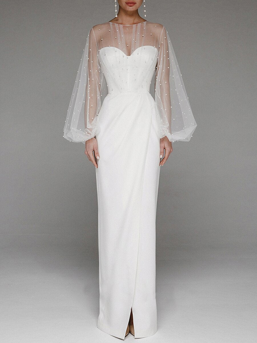 Spring and Summer Women's Fashion Wish Sexy Strapless Pearl Bodycon Dress New Style