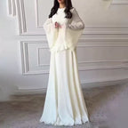 Elegant Solid Color Flared Sleeve Dress