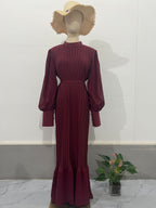 Elegant Mature Women's Spring New Cross-Border Long Pleated Dress