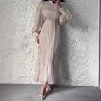 Elegant Mature Women's Spring New Cross-Border Long Pleated Dress