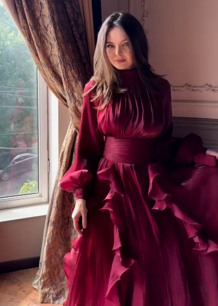 Women's Elegant Fashion Ruffled Slim Dress