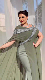 Autumn and Winter New Sexy Chiffon Bead Patchwork Prom Evening Dress