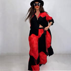 Elegant Sexy Printed Mid-Length Top and Wide-Leg Pants Two-Piece Set