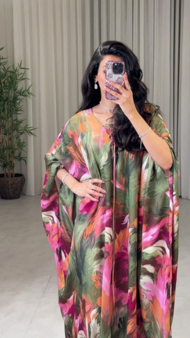 2026 Spring and Summer New Printed Kaftan Robe Evening Dress