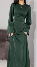 Spring New Waist-Cinching Slimming Tie Solid Color Long Sleeve Long Dress Elegant Women's Dress