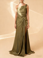 Elegant Off-the-Shoulder Satin Wedding Gown - A-Line Floor-Length Ball Dress