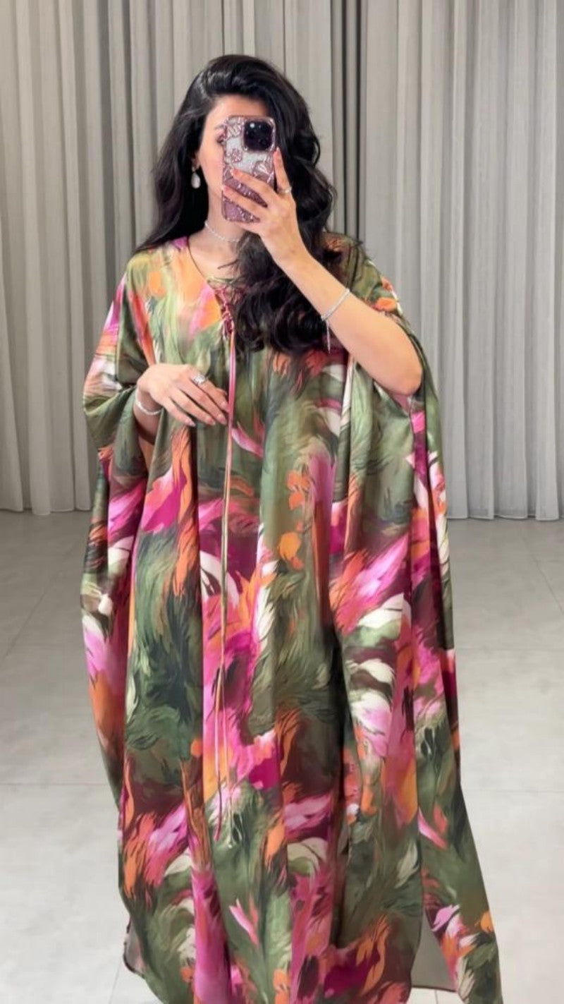 2026 Spring and Summer New Printed Kaftan Robe Evening Dress