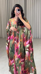 2026 Spring and Summer New Printed Kaftan Robe Evening Dress