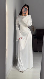 Spring New Waist-Cinching Slimming Tie Solid Color Long Sleeve Long Dress Elegant Women's Dress
