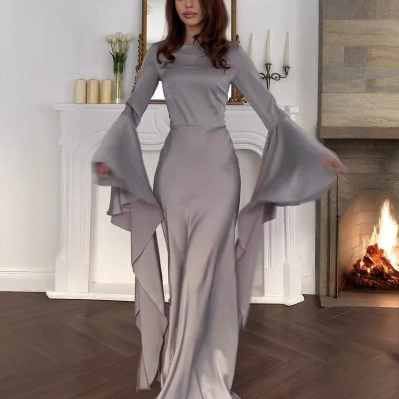 New Style Evening Dress with Large Swing and Flutter Sleeves