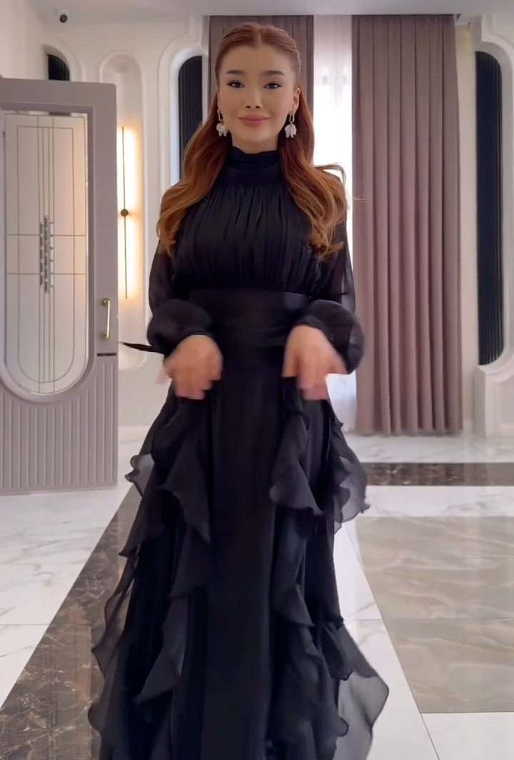 Women's Elegant Fashion Ruffled Slim Dress