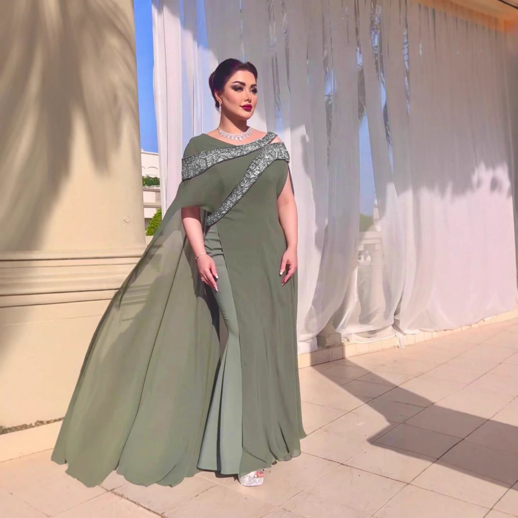 Autumn and Winter New Sexy Chiffon Bead Patchwork Prom Evening Dress