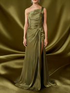 Elegant Off-the-Shoulder Satin Wedding Gown - A-Line Floor-Length Ball Dress