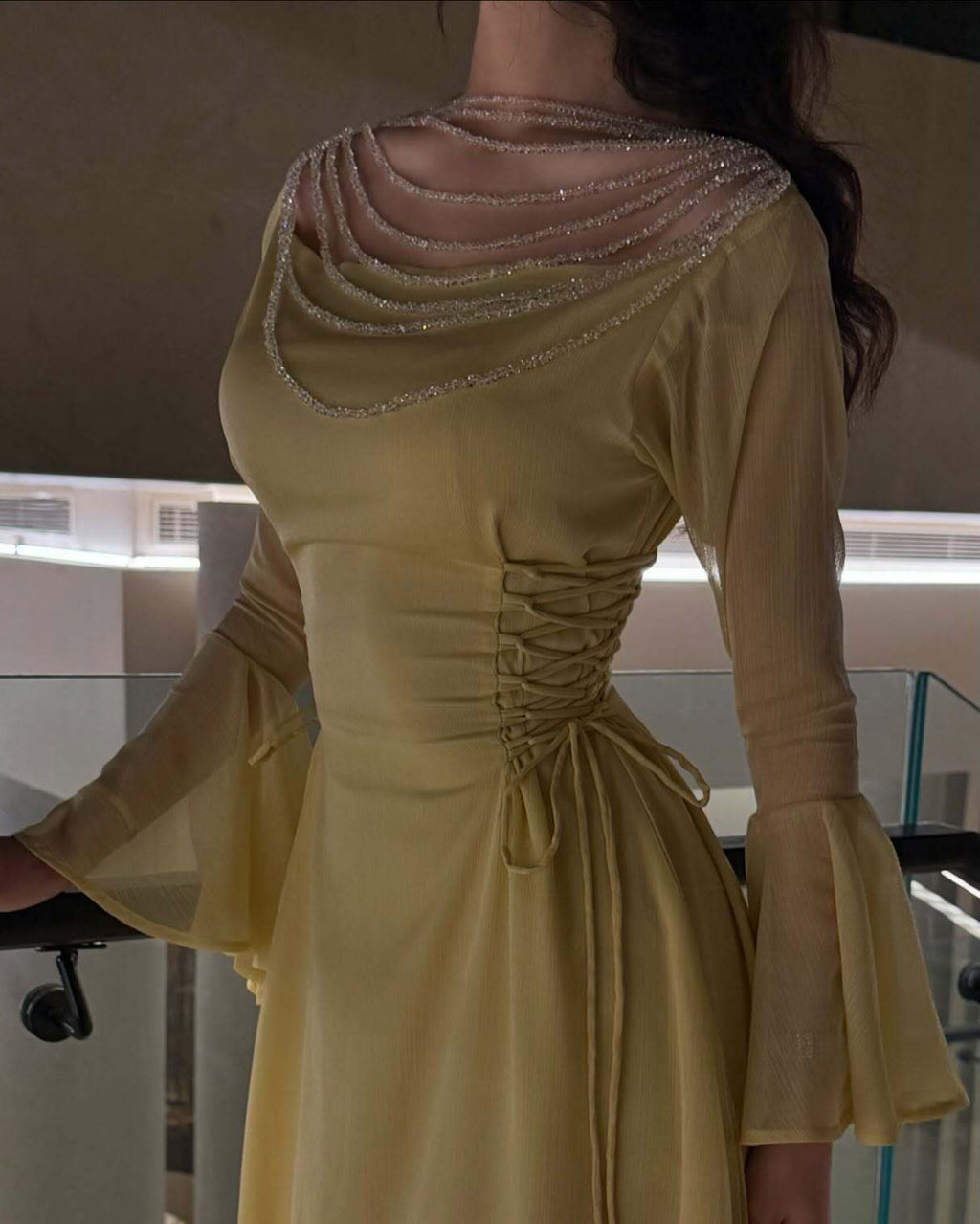 2025 Spring and Summer Sexy Bead Chain Lace-up Dress