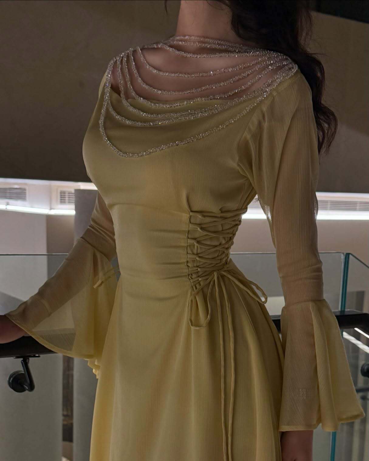 2025 Spring and Summer Sexy Bead Chain Lace-up Dress