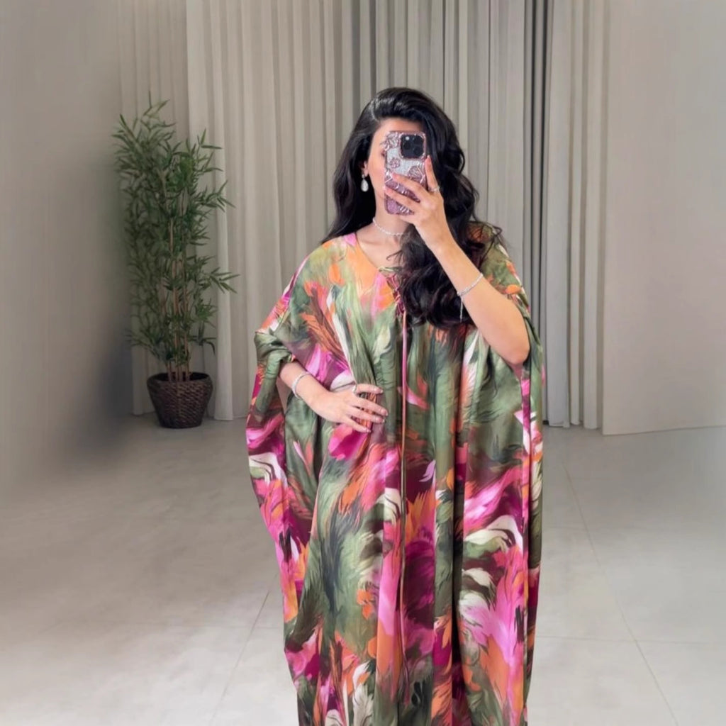 2026 Spring and Summer New Printed Kaftan Robe Evening Dress