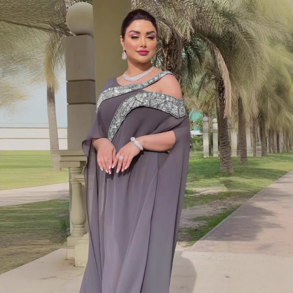 Autumn and Winter New Sexy Chiffon Bead Patchwork Prom Evening Dress