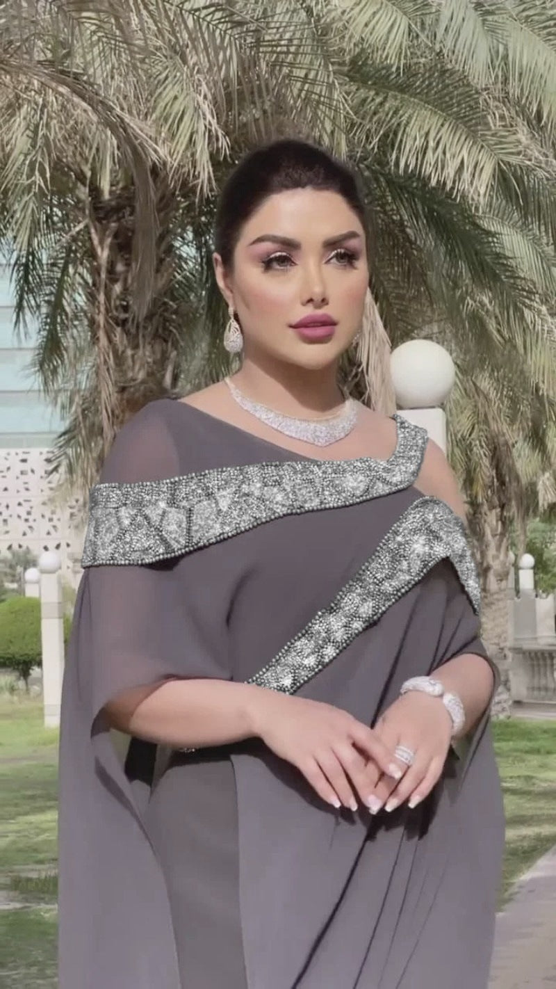 Autumn and Winter New Sexy Chiffon Bead Patchwork Prom Evening Dress