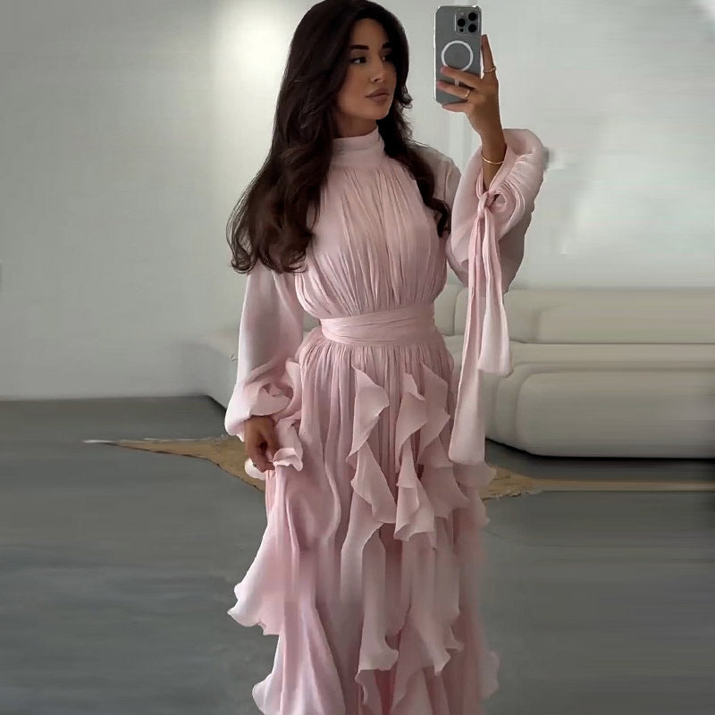 Women's Elegant Fashion Ruffled Slim Dress