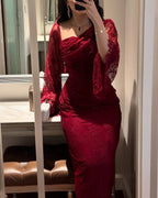 2025 Spring Elegant Lace Rhinestone Bodycon Evening Dress