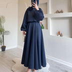 Autumn New Middle East Flower Lantern Sleeve Loose Dress Women's Dress Set Two-Piece Set