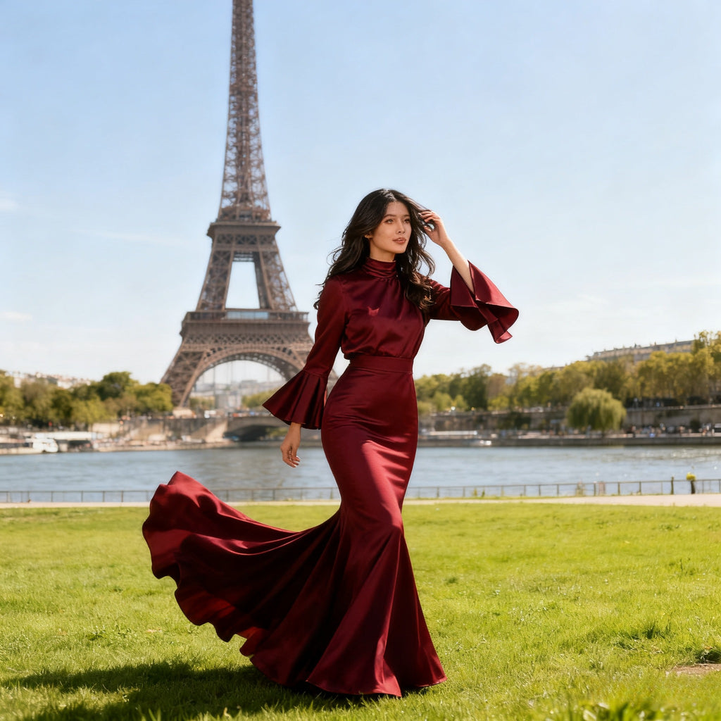 Elegant-Sexy Flared Sleeve Dress