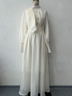 Women's Fashionable Dress with Waist-Cinching Design and Long Sleeves