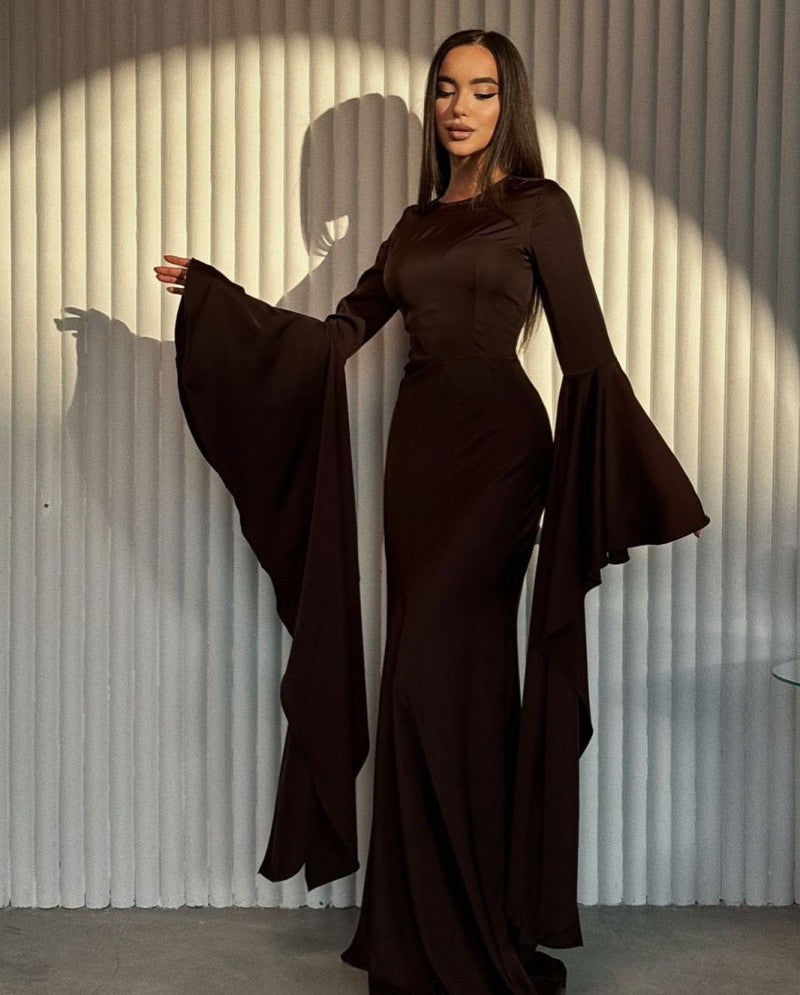 New Style Evening Dress with Large Swing and Flutter Sleeves