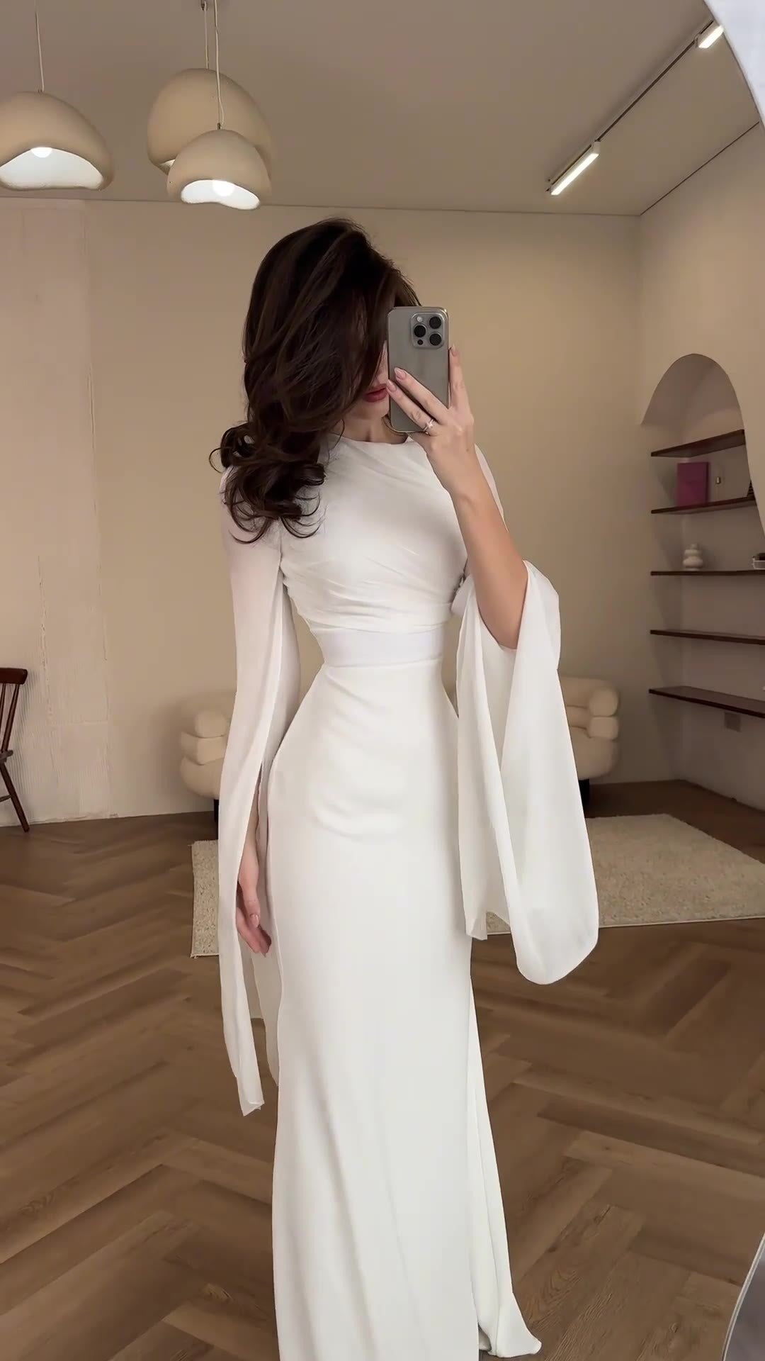 Summer Patchwork Glass Veil Long Sleeve Satin Slim Dress