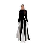 Women's Flared Sleeve Color Block Elegant Waist-Cinching Dress