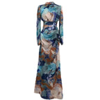 Autumn New Pleated Waist Slimming Exotic Style Long Sleeve Mid-Length Dress for Women