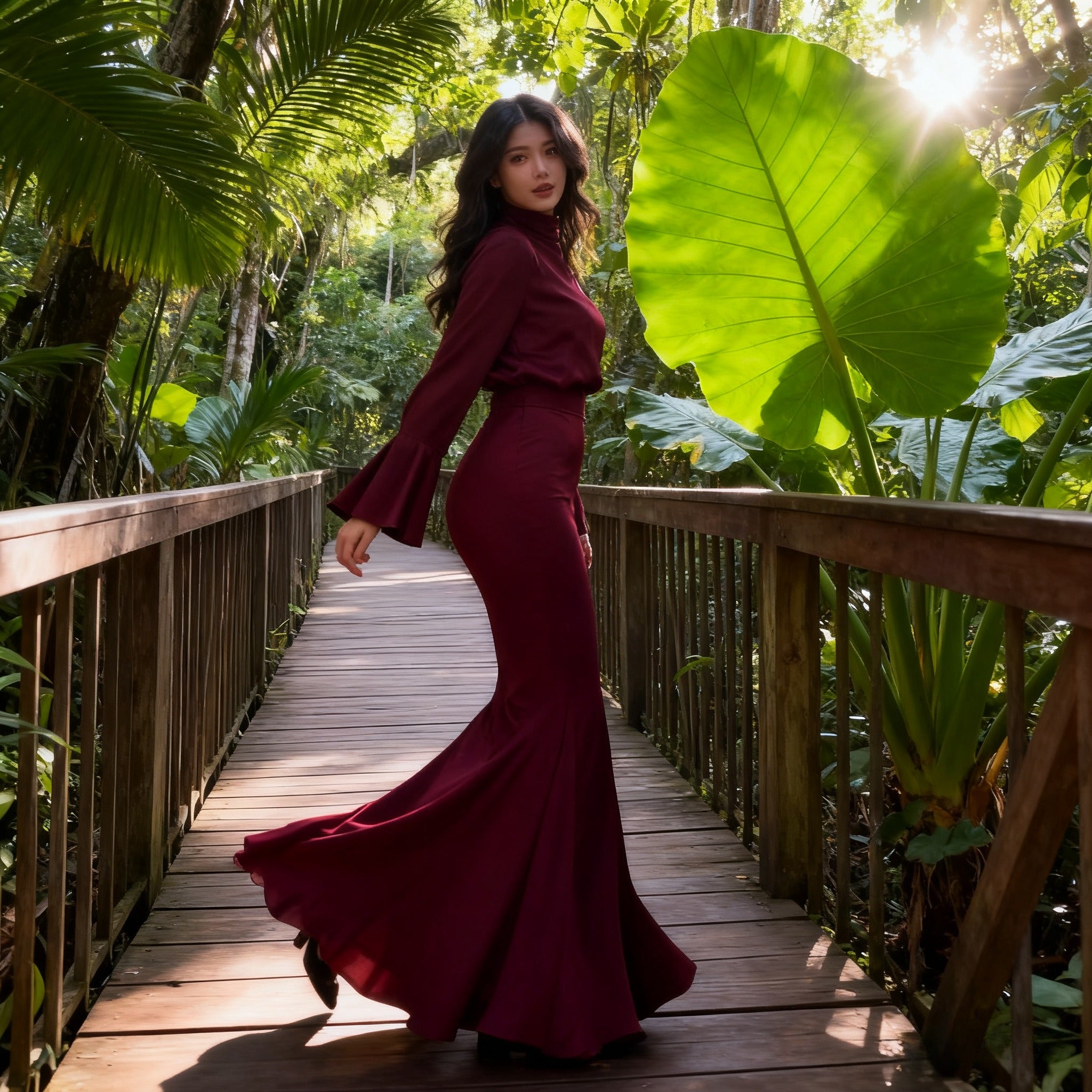 Elegant-Sexy Flared Sleeve Dress